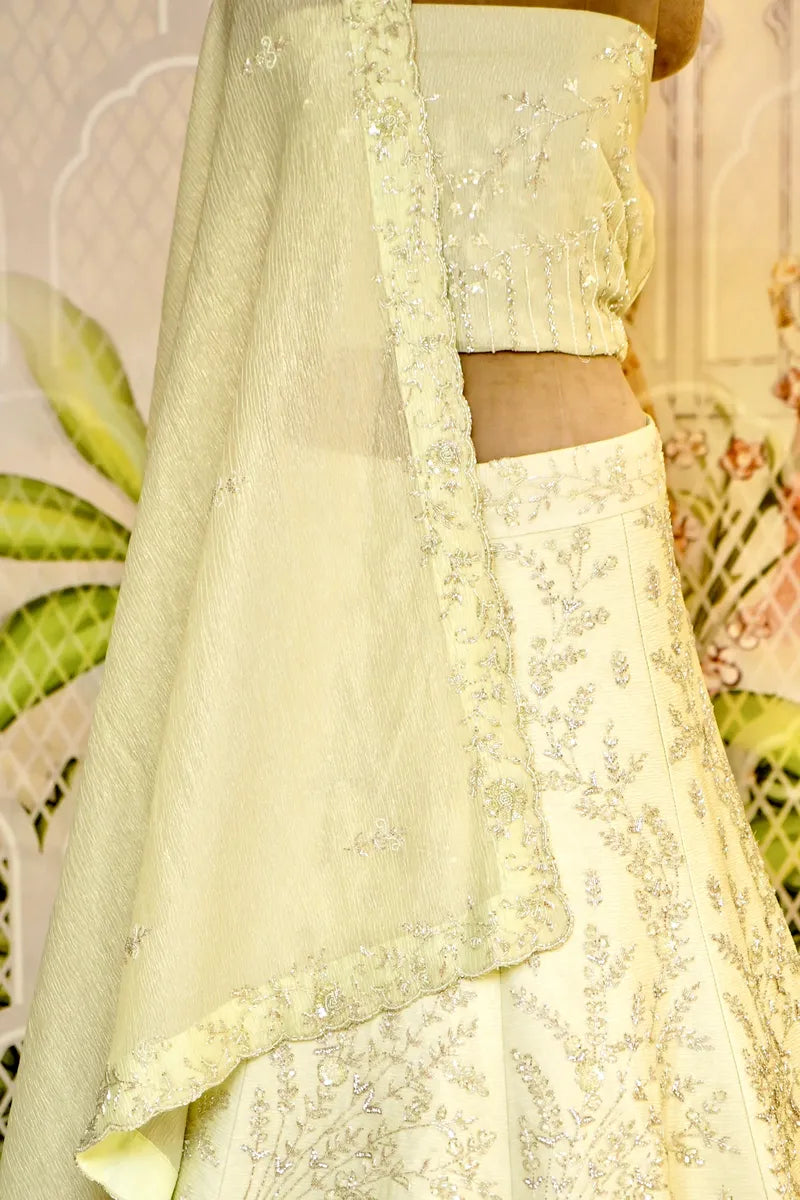 PURE ORGANZA PISTA GREEN COLOR PARTY WEAR LEHENGA