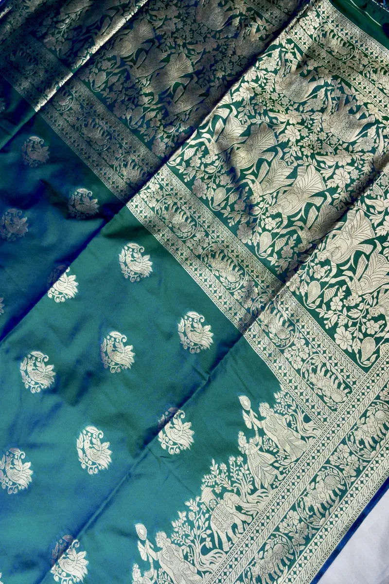 BANARASI SATIN GREEN COLOR SILK SAREE
