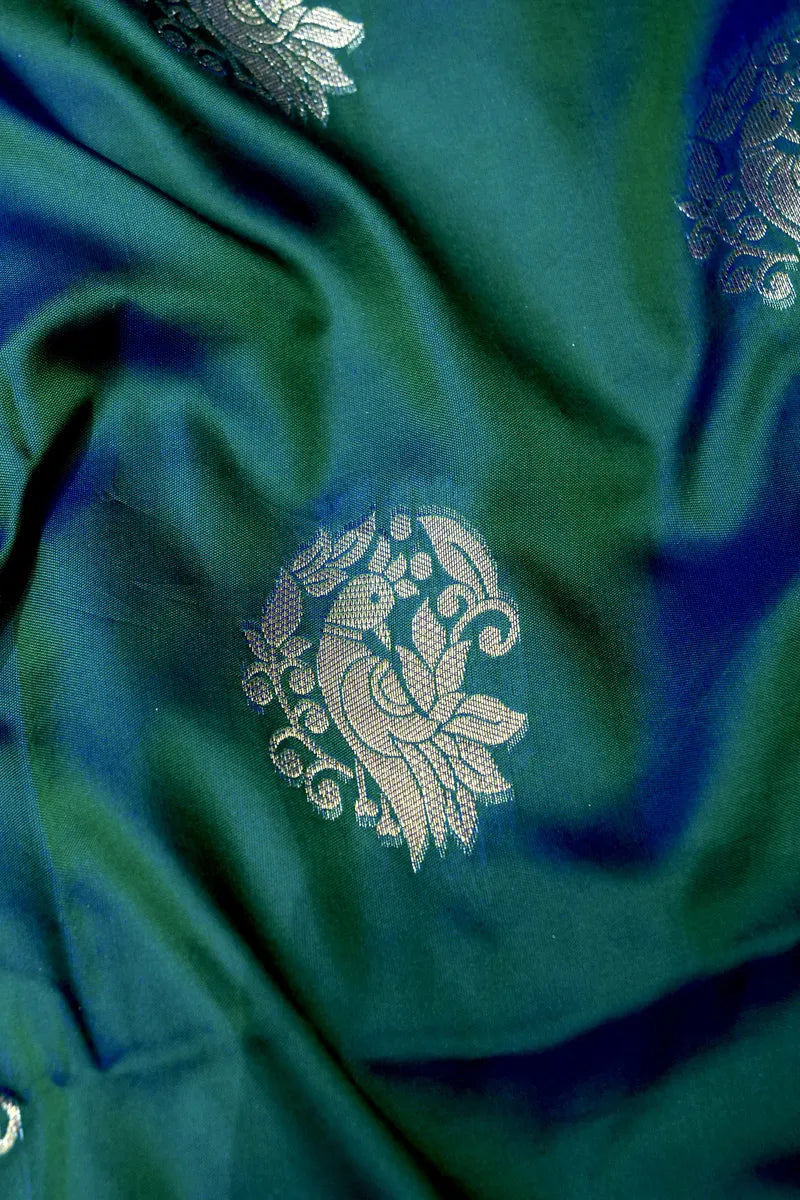 BANARASI SATIN GREEN COLOR SILK SAREE