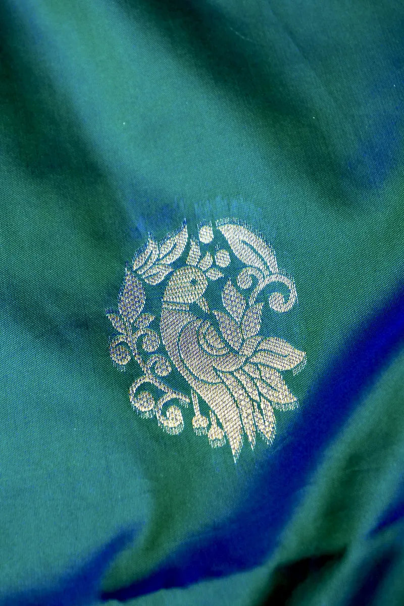 BANARASI SATIN GREEN COLOR SILK SAREE