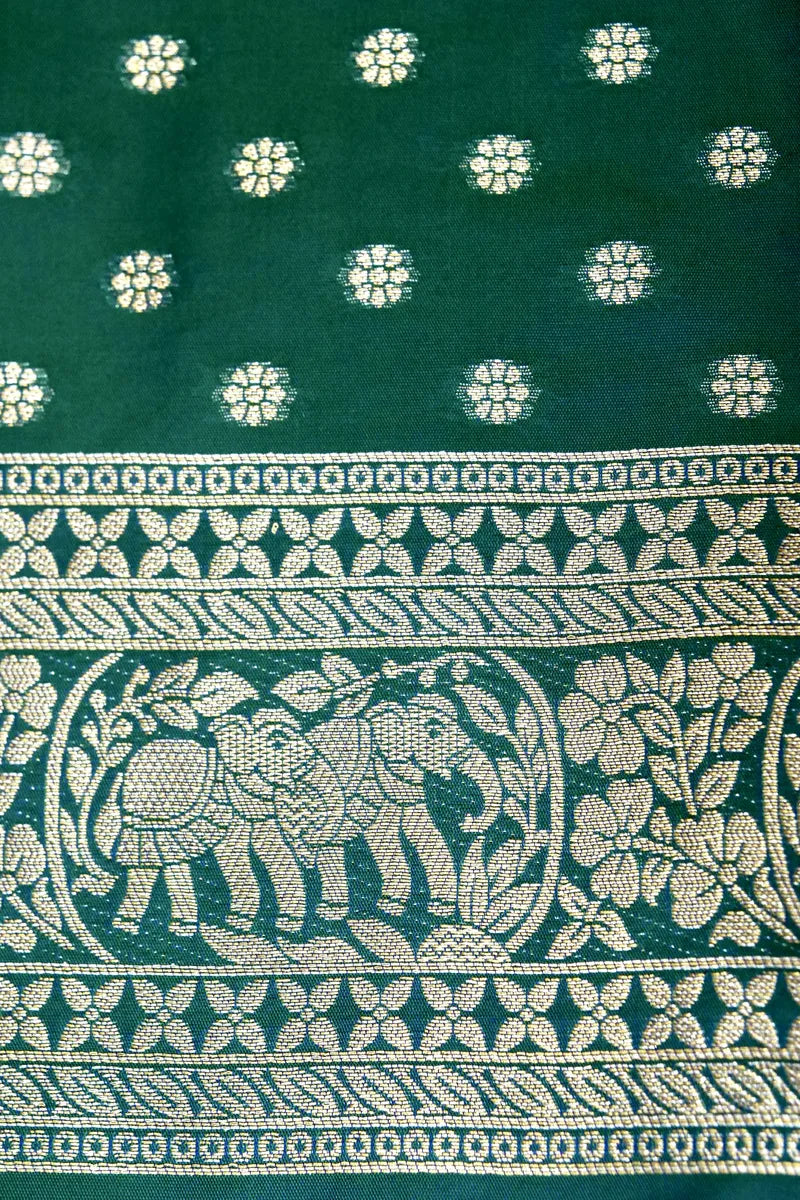 BANARASI SATIN GREEN COLOR SILK SAREE