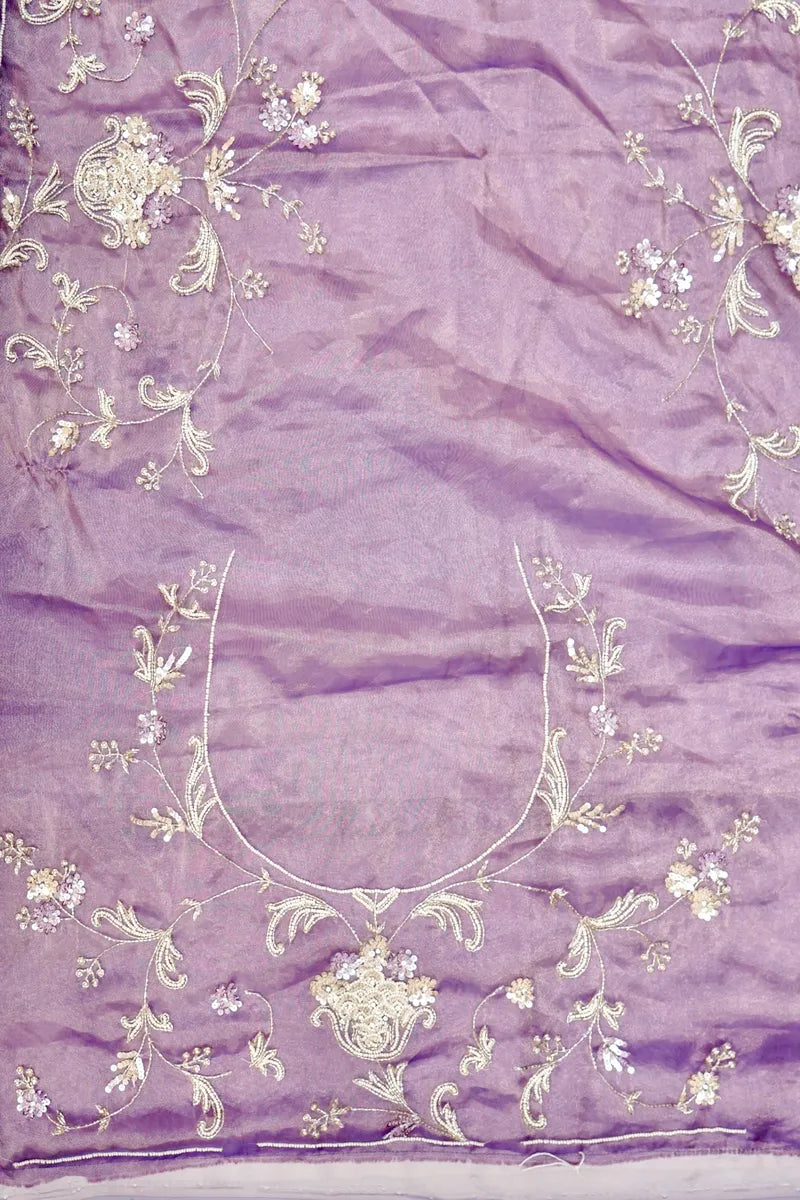 PURE GLASS TISSUE LAVENDER COLOR PARTY WEAR LEHENGA