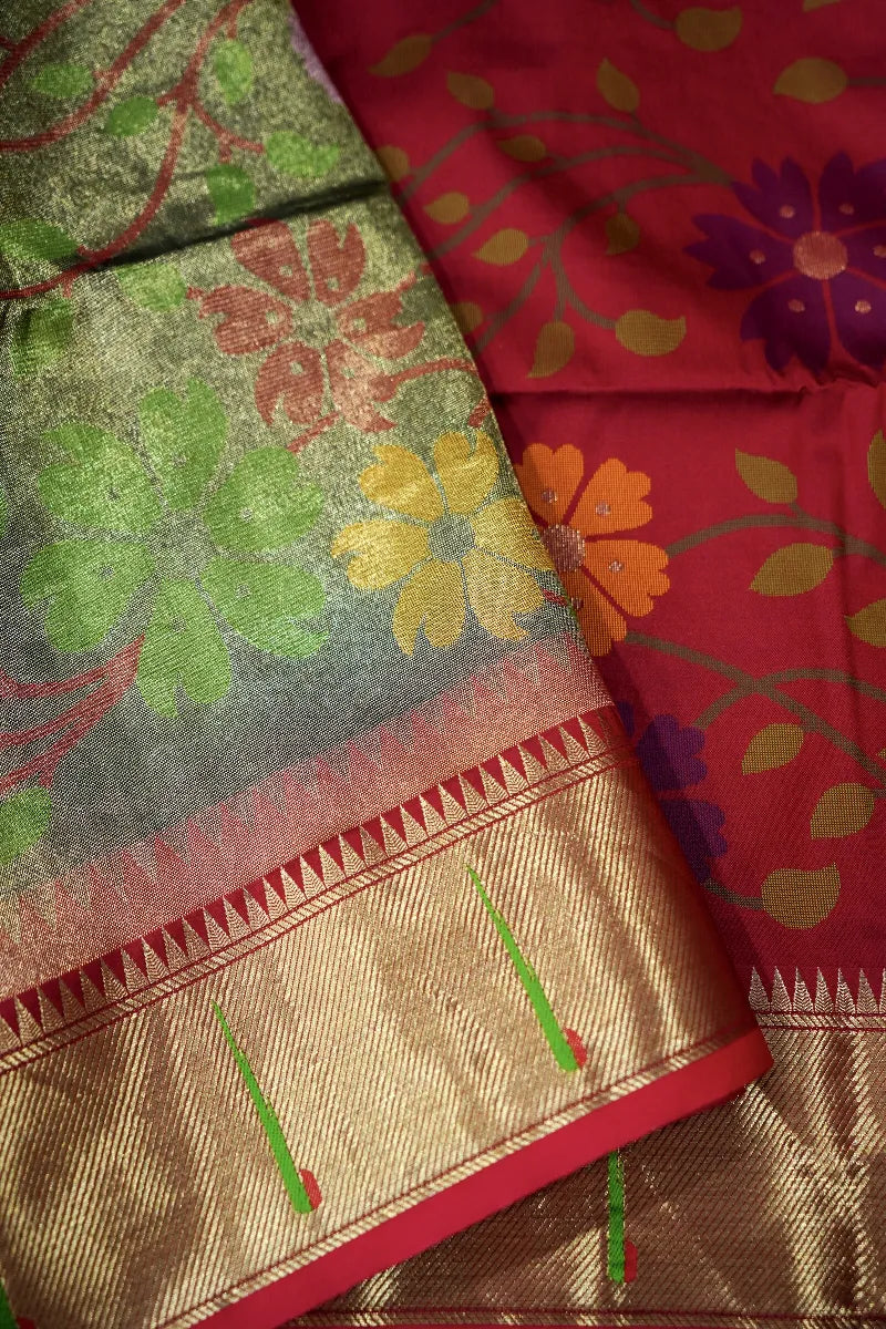 MEHENDI GREEN COLOR BANARASI SILK SAREE