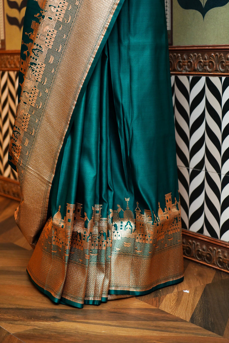 KAASHI GHAT DESIGN Product Information
Product code
0011015200(GHAT -V-765)
Fabric
Banarasi silk
Saree Colour
Rama Green
Blouse
Rama Green
Care instructions
DrKAASHI GHAT DESIGNSaree