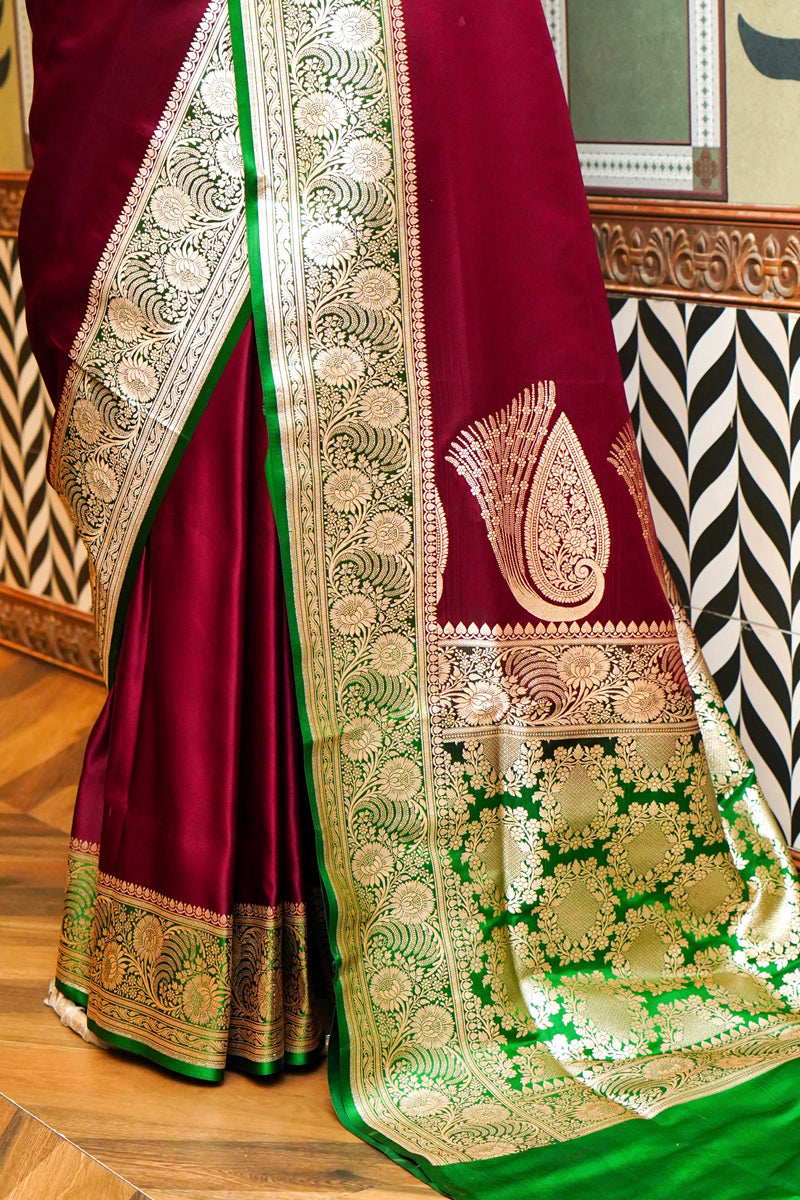 Maroon Silk Plain SareeProduct Information
Product code
0011034937 (101-v-40)
Fabric
Banarasi silk
Saree Colour
Maroon & Green
Blouse
Green
Care instructions
Maroon Silk Plain SareeSaree