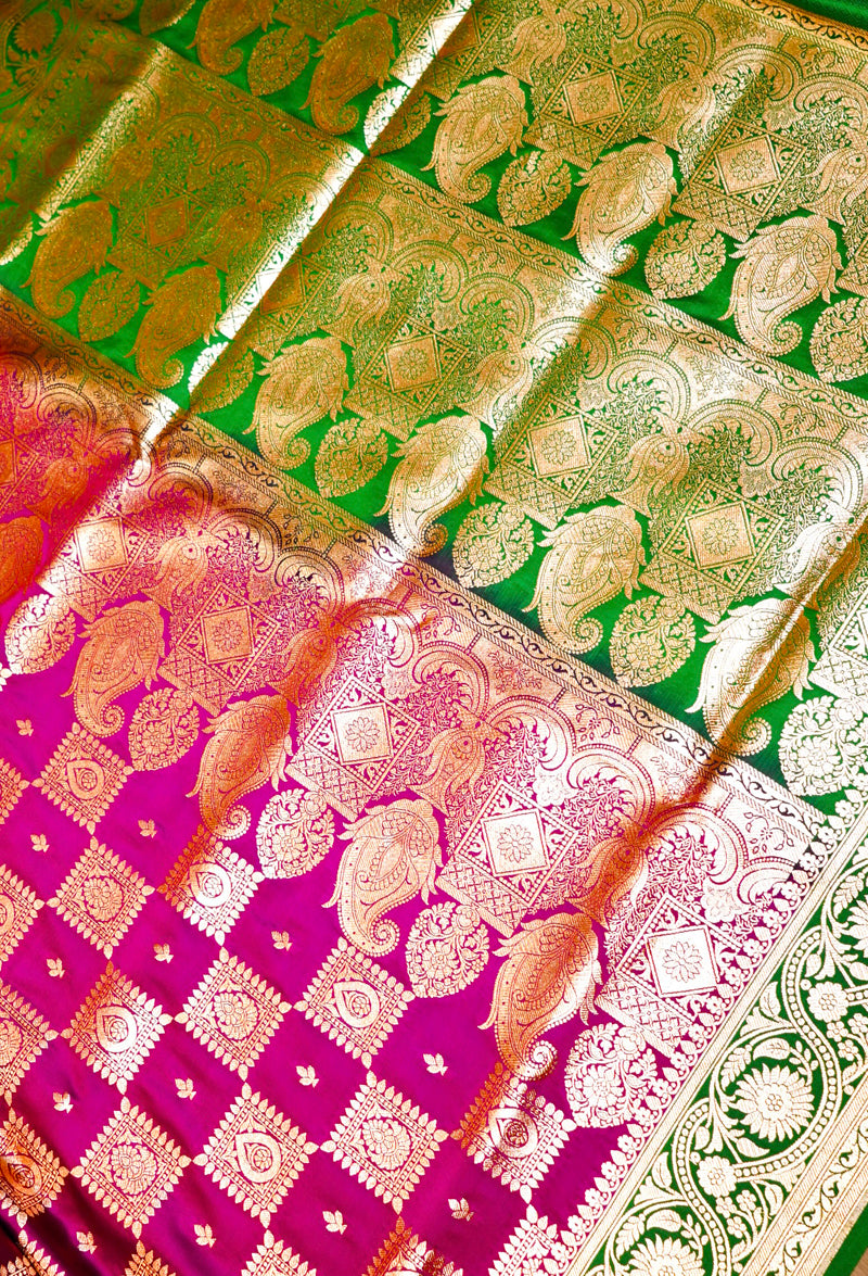 Magenta & Green Silk Saree Product Information
Product code
0011035662 (2-V-122)
Fabric
Banarasi silk
Saree Colour
Magenta & Green
Blouse
Green
Care instructions
Magenta & Green Silk SareeSaree