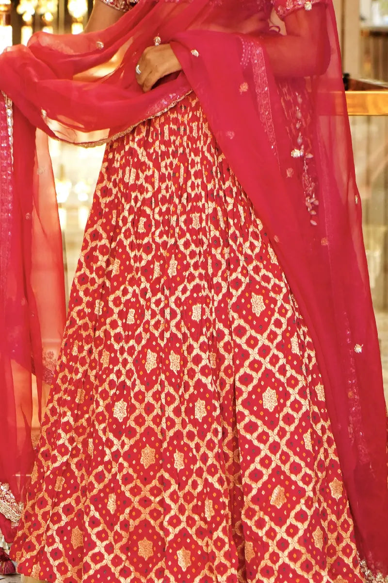 PINK COLOR THREE PIECES CROP TOP DESIGN INDO-WESTERN LEHENGA