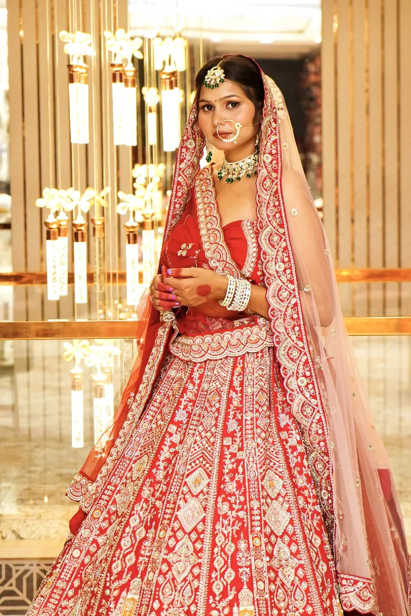 GAJARI COLOR LEHENGA BRIDAL