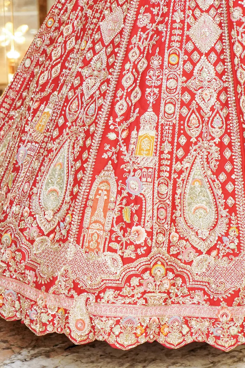 GAJARI COLOR LEHENGA BRIDAL