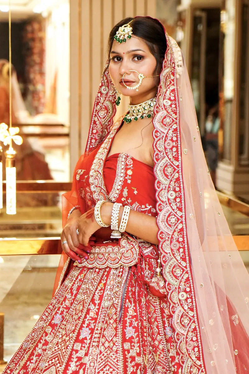 GAJARI COLOR LEHENGA BRIDAL