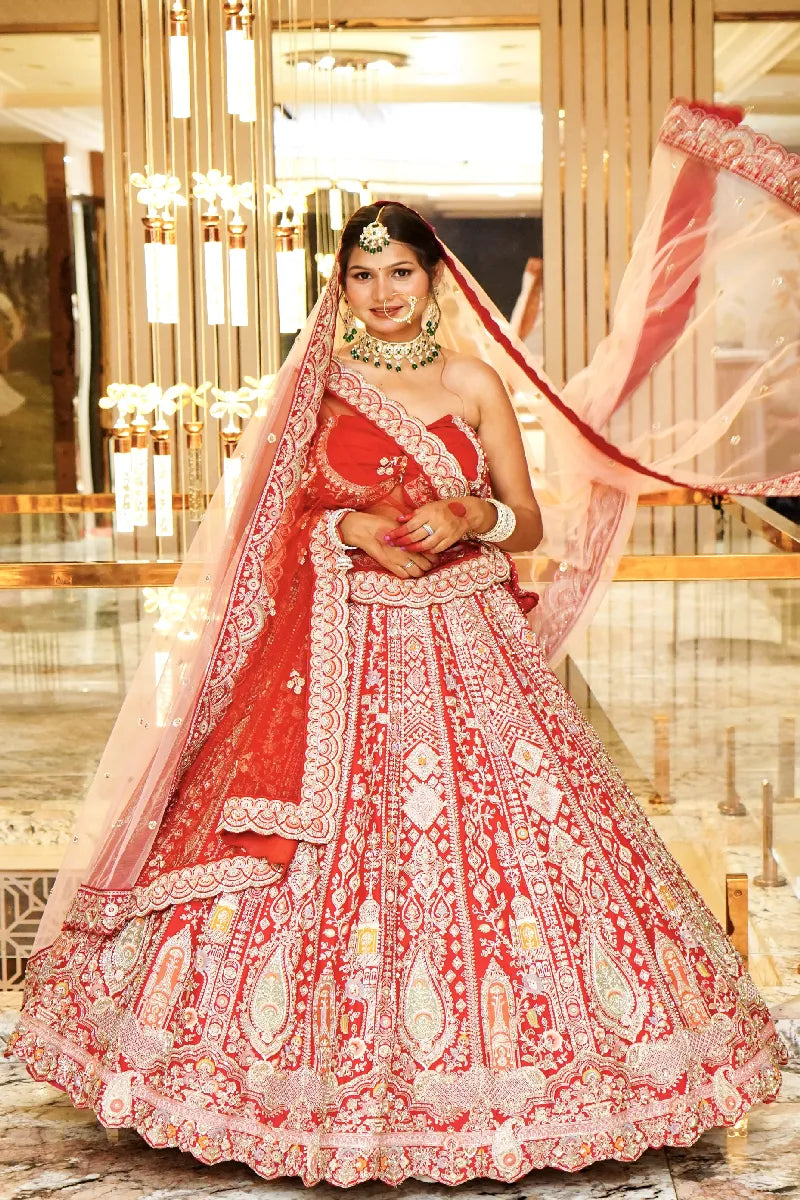 GAJARI COLOR LEHENGA BRIDAL