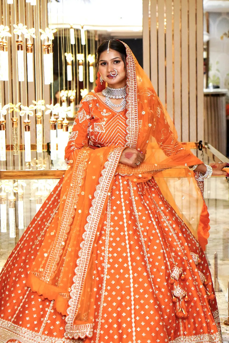 ORANGE COLOR LEHENGA BRIDAL