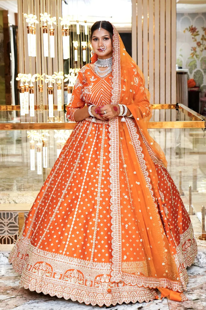 ORANGE COLOR LEHENGA BRIDAL