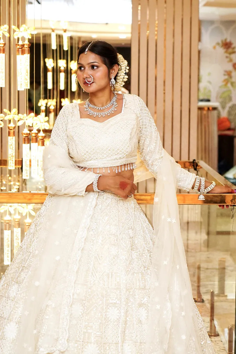 OFF WHITE COLOR LEHENGA PARTY WEAR