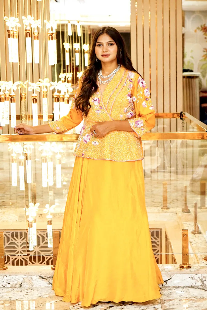 YELLOW COLOR TWO PIECES GARARA INDO WESTERN