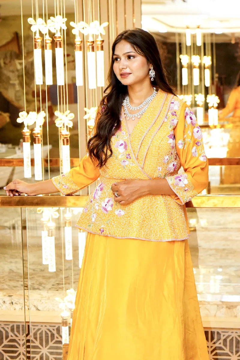 YELLOW COLOR TWO PIECES GARARA INDO WESTERN