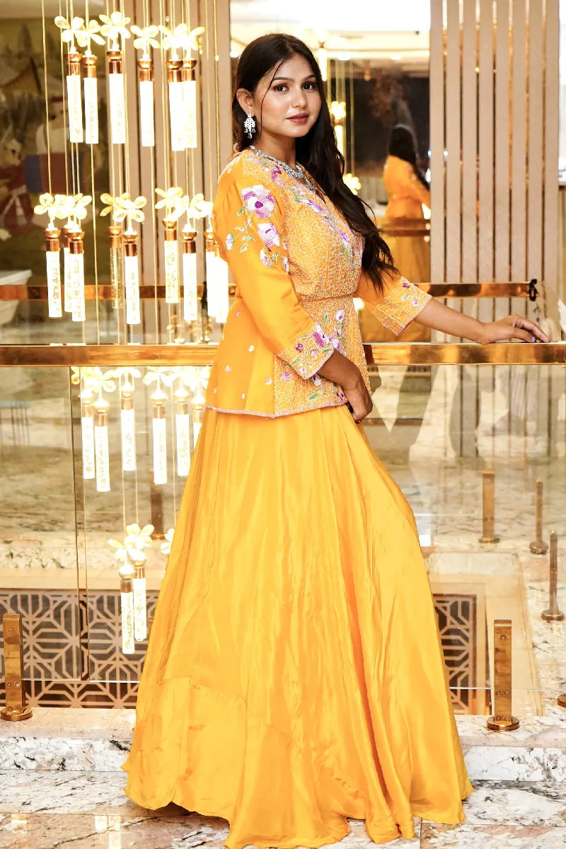 YELLOW COLOR TWO PIECES GARARA INDO WESTERN