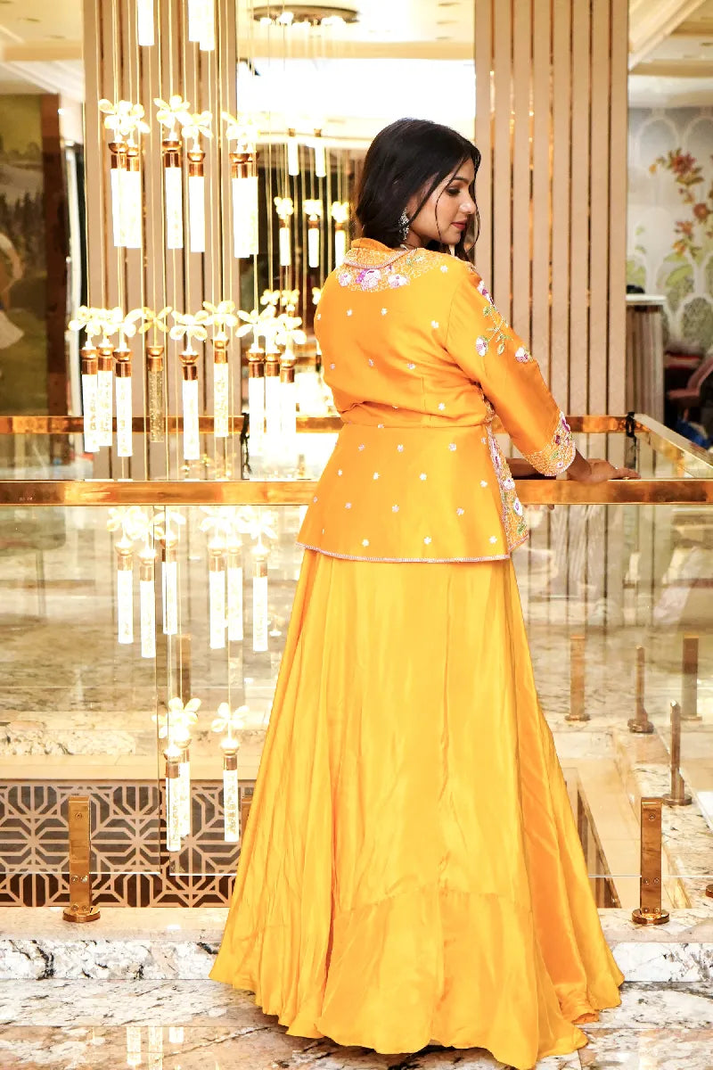 YELLOW COLOR TWO PIECES GARARA INDO WESTERN