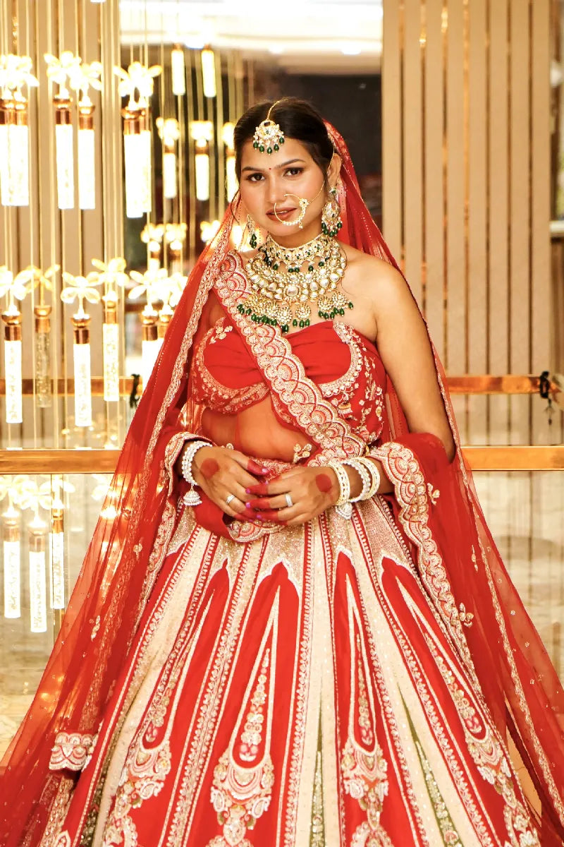 ROYAL RED BRIDAL LEHENGA WITH HEAVY ZARI WORK