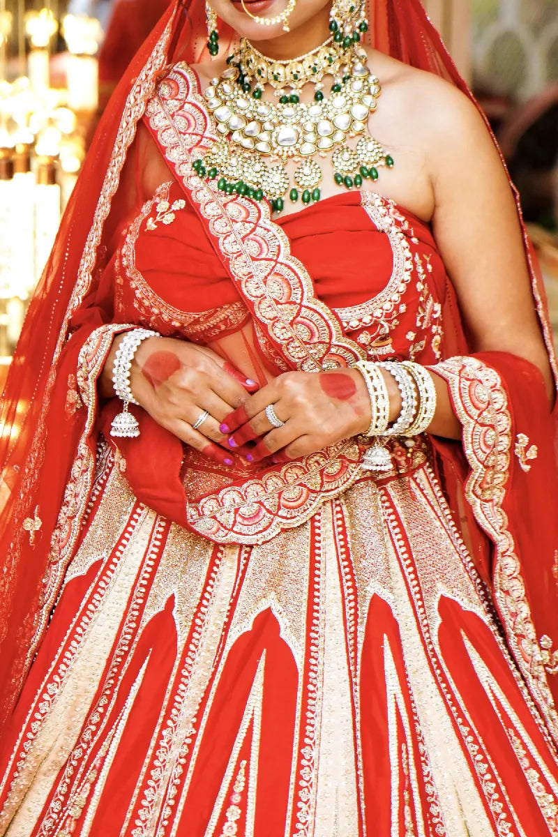 ROYAL RED BRIDAL LEHENGA WITH HEAVY ZARI WORK