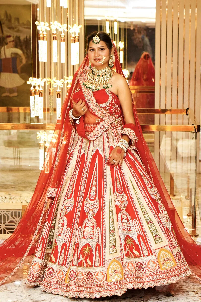 ROYAL RED BRIDAL LEHENGA WITH HEAVY ZARI WORK