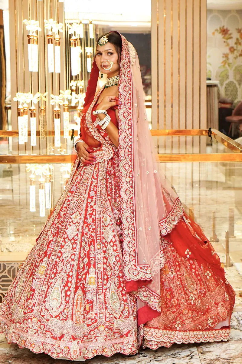 GAJARI COLOR LEHENGA BRIDAL