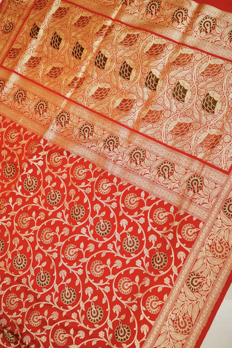 PURE BANARASI RED COLOR DOUBLE KATAN SILK SAREE