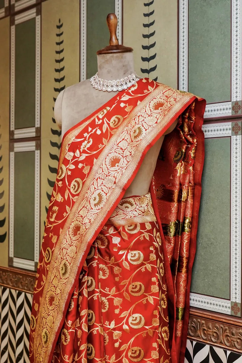 PURE BANARASI RED COLOR DOUBLE KATAN SILK SAREE