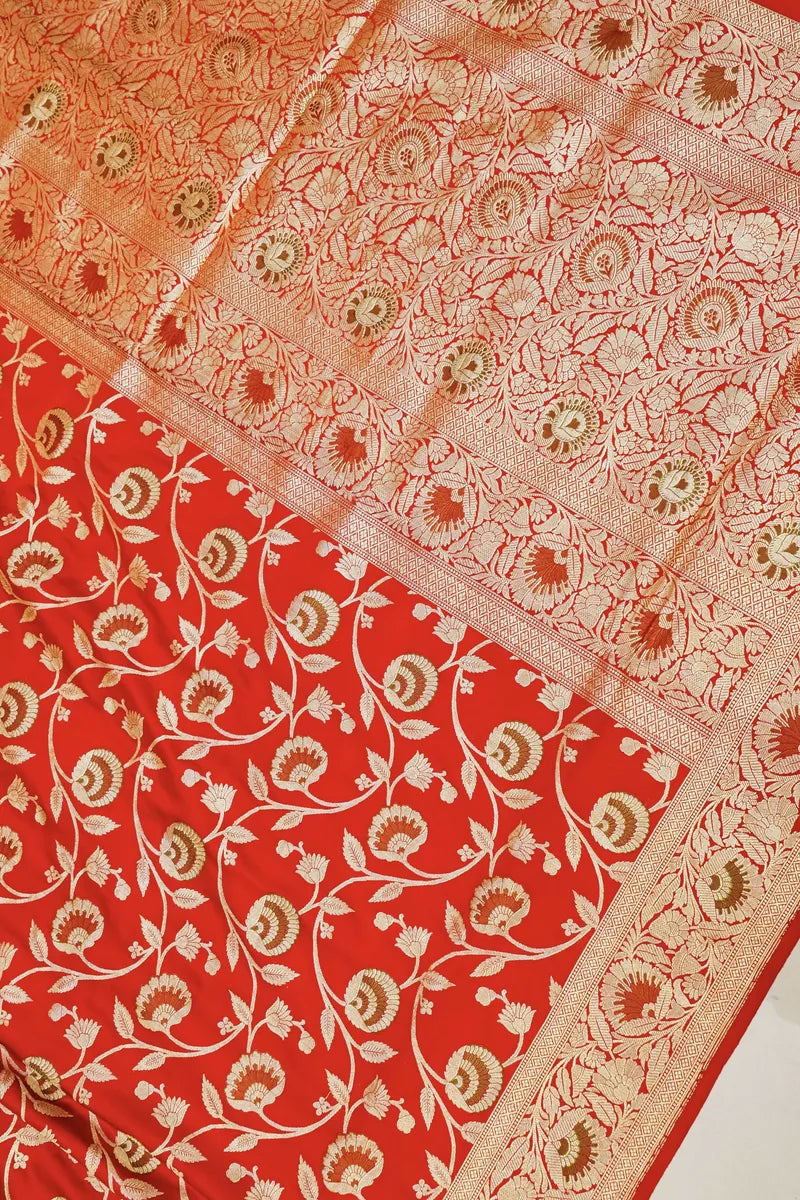 PURE BANARASI RED COLOR DOUBLE KATAN SILK SAREE