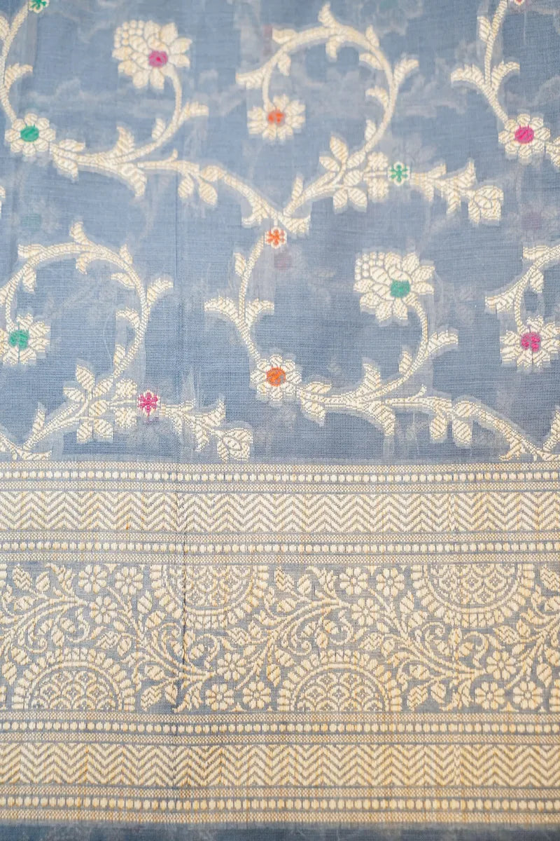 COTTON SILK GREY COLOR UNSTITCHED SUIT MATERIAL