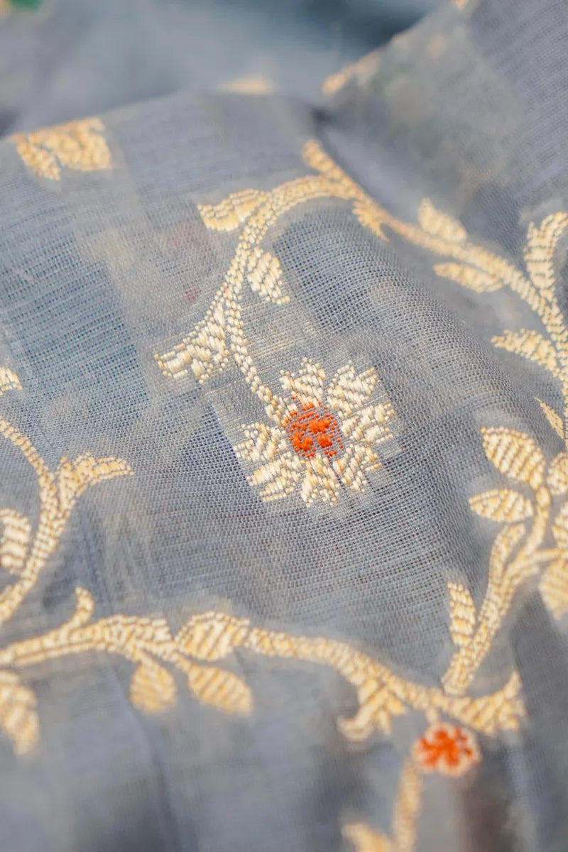 COTTON SILK GREY COLOR UNSTITCHED SUIT MATERIAL