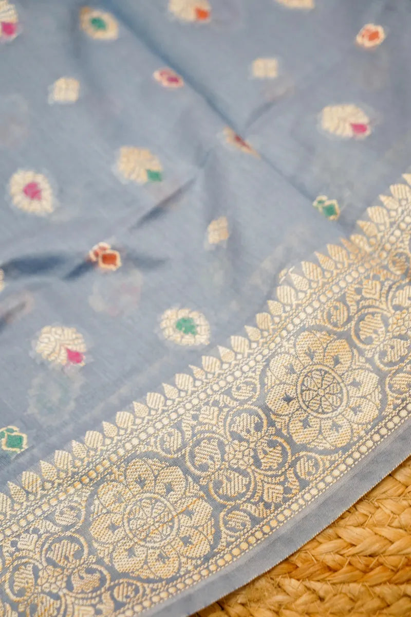 COTTON SILK GREY COLOR UNSTITCHED SUIT MATERIAL