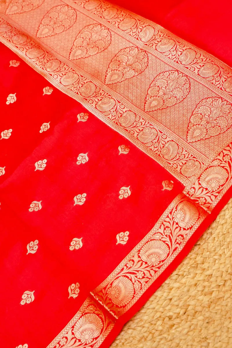 CHINIYA SILK RED COLOR UNSTITCHED SUIT MATERIAL