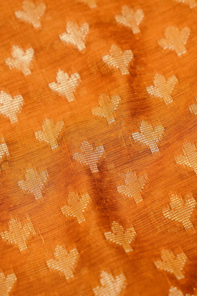COTTON SILK ORANGE COLOR UNSTITCHED SUIT MATERIAL