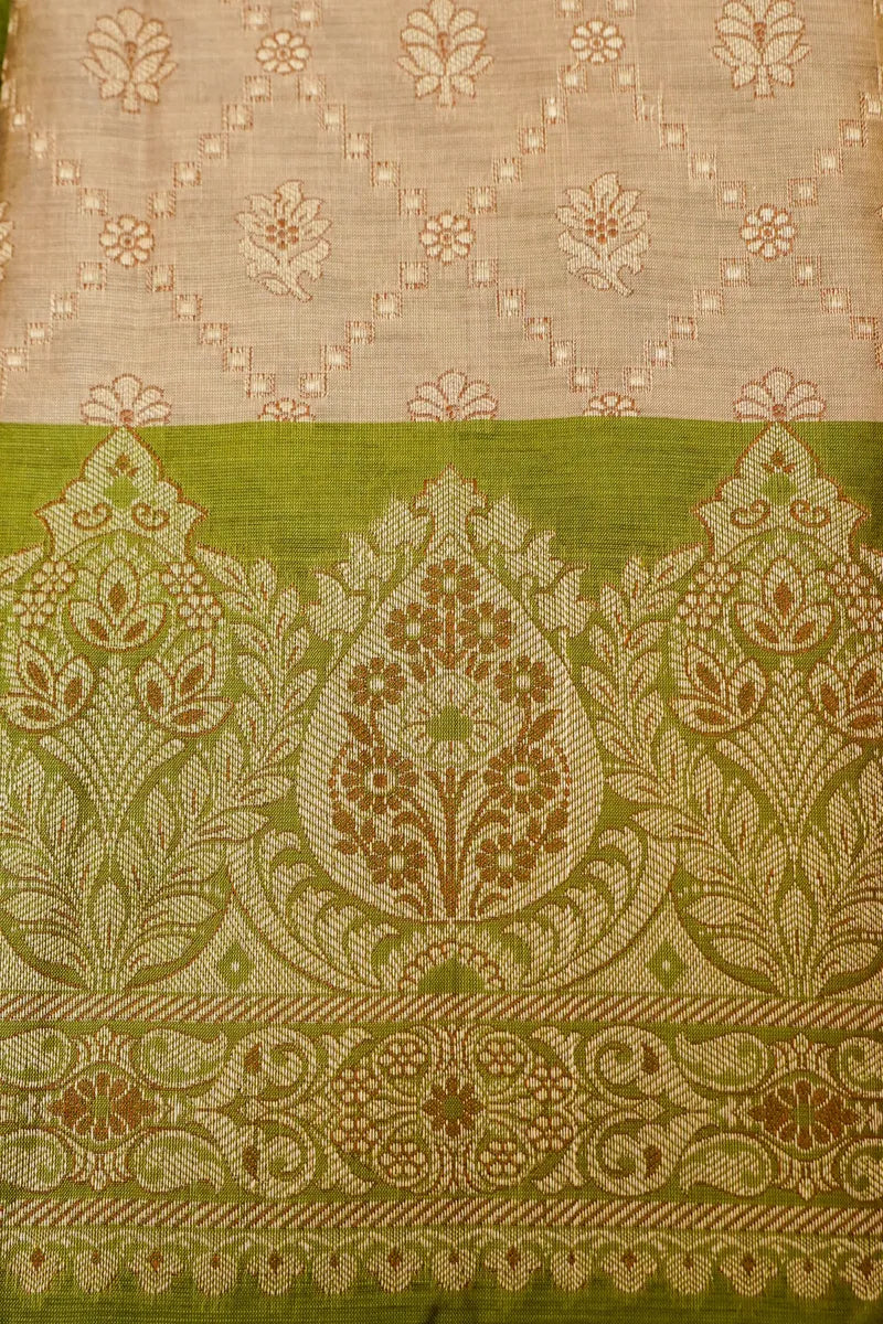 COTTON SILK CHEEKU WITH MEHENDI GREEN COLOR UNSTITCHED SUIT MATERIAL