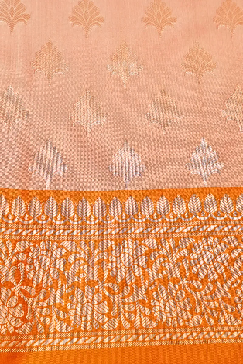 BANARASI SILK PONDS PINK WITH ORANGE COLOR UNSTITCHED SUIT MATERIAL