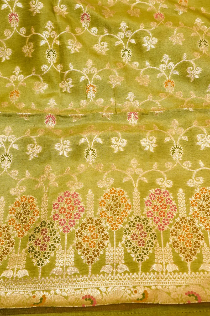PASHMINA SILK PISTA GREEN COLOR UNSTITCHED SUIT MATERIAL