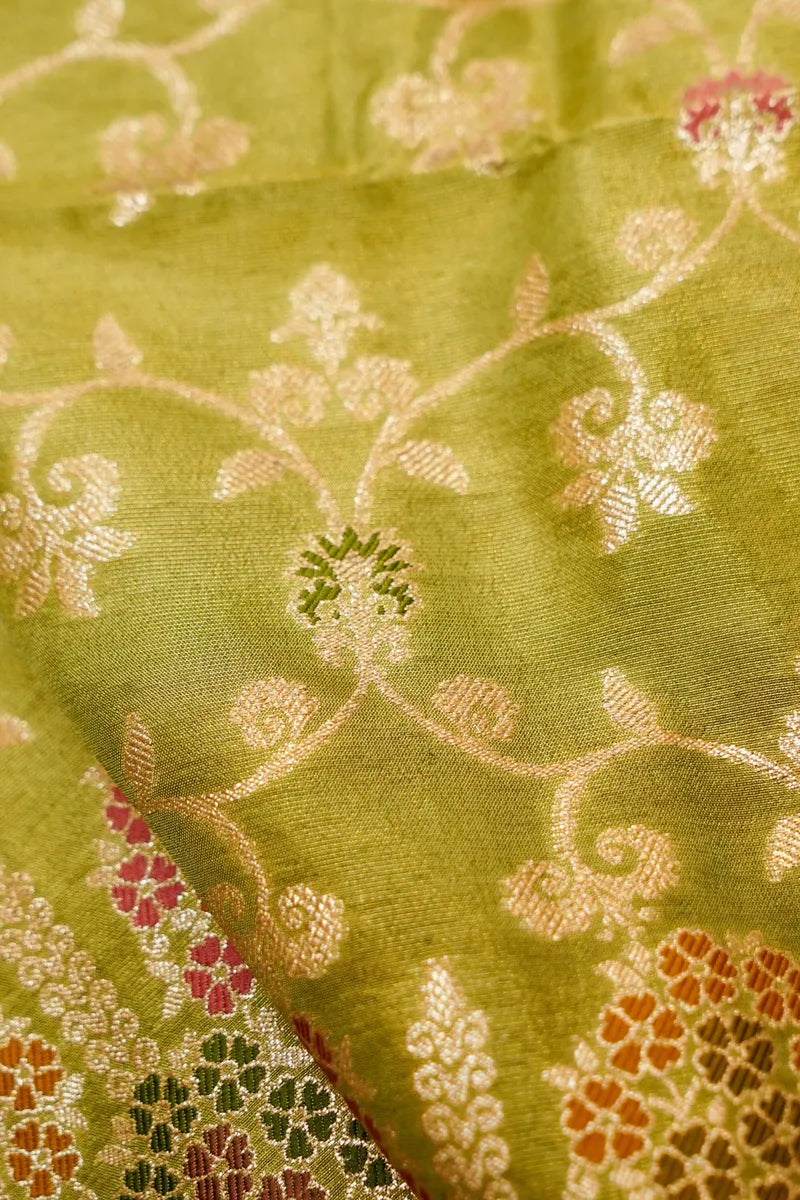PASHMINA SILK PISTA GREEN COLOR UNSTITCHED SUIT MATERIAL