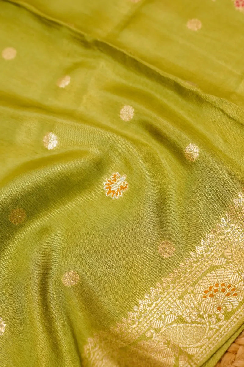 PASHMINA SILK PISTA GREEN COLOR UNSTITCHED SUIT MATERIAL
