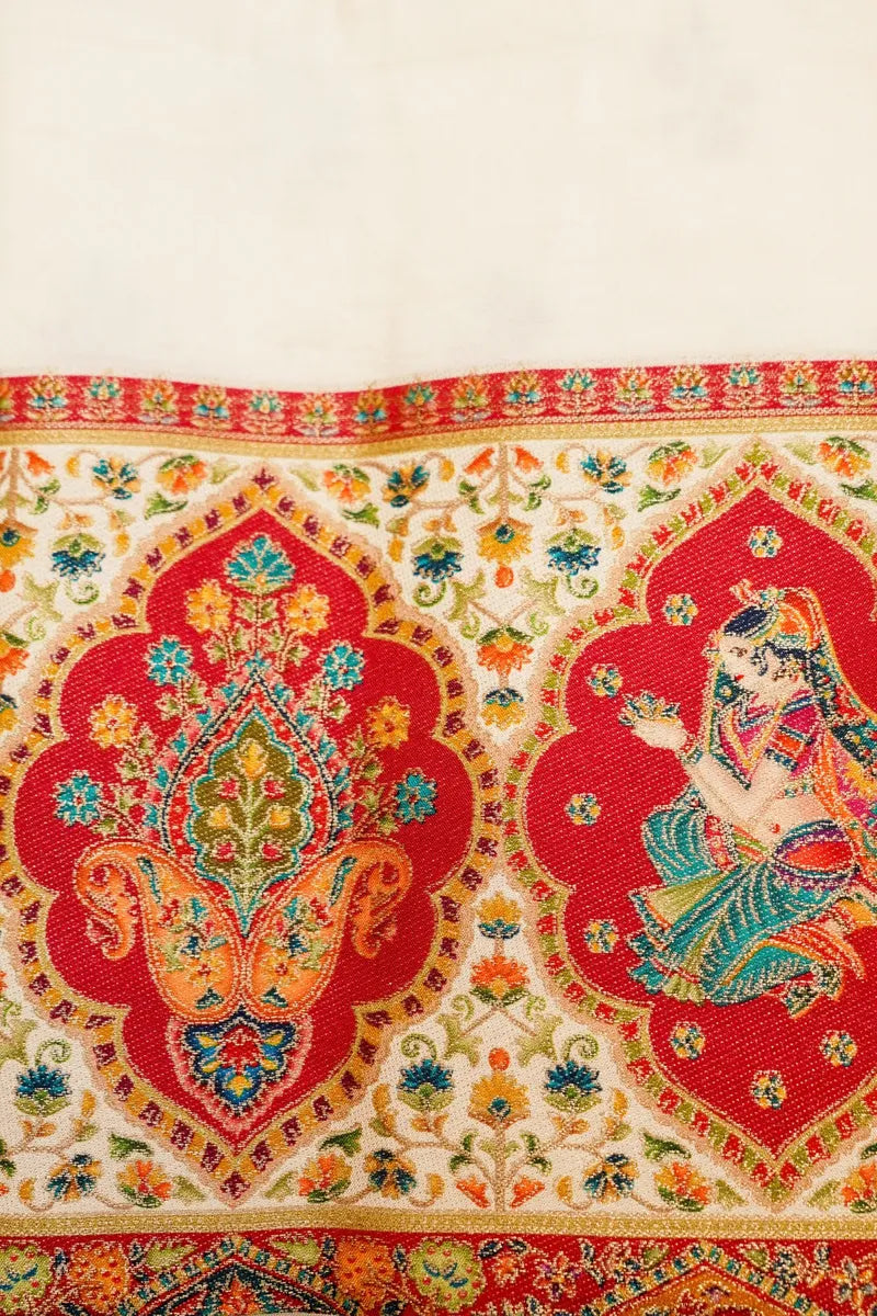 PASHMINA SILK OFF WHITE COLOR UNSTITCHED SUIT MATERIAL
