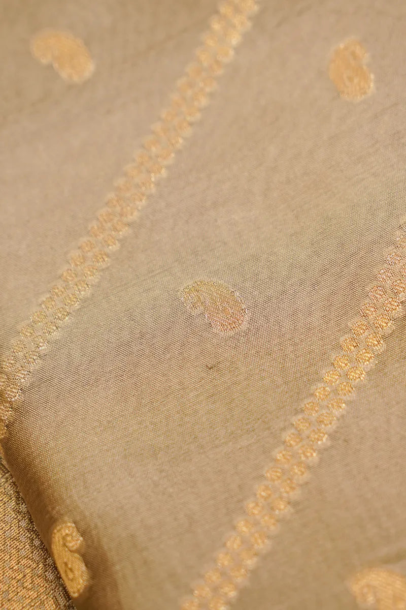 KATAN SILK PASTEL WOOD COLOR UNSTITCHED SUIT MATERIAL