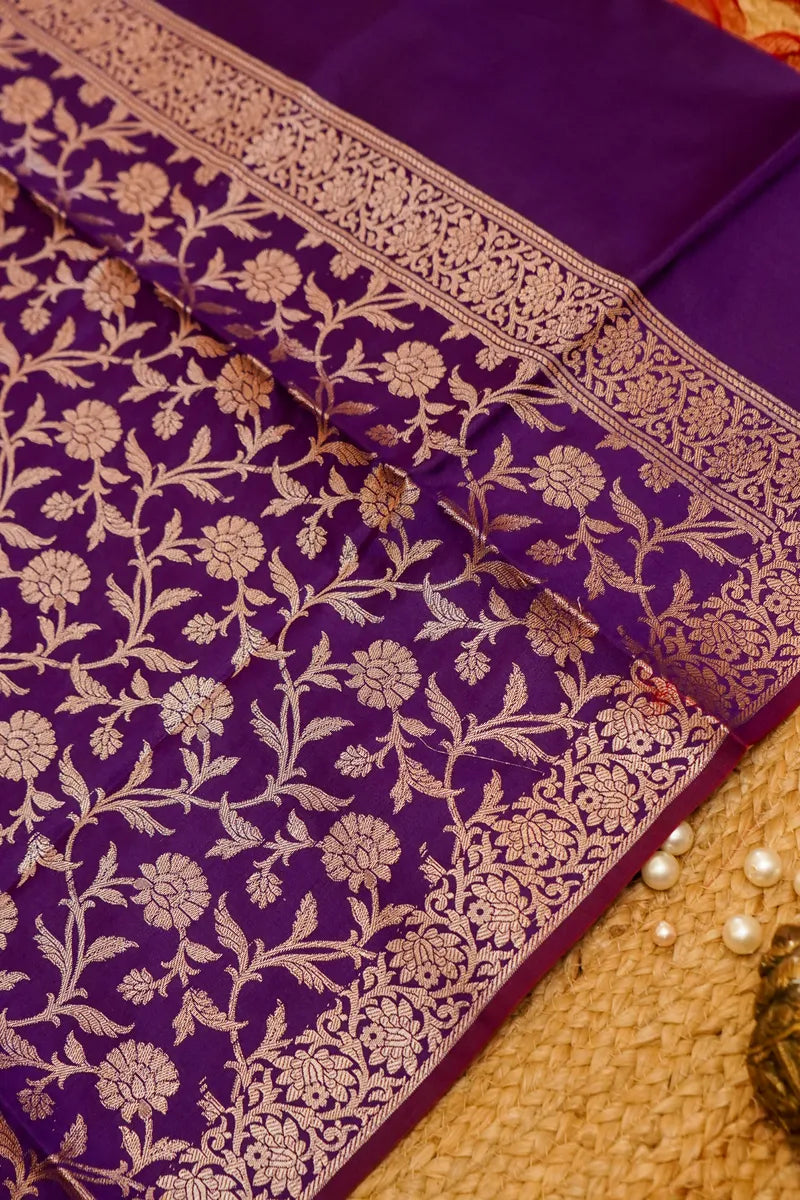 BANARASI SILK VOILET COLOR UNSTITCHED SUIT MATERIAL