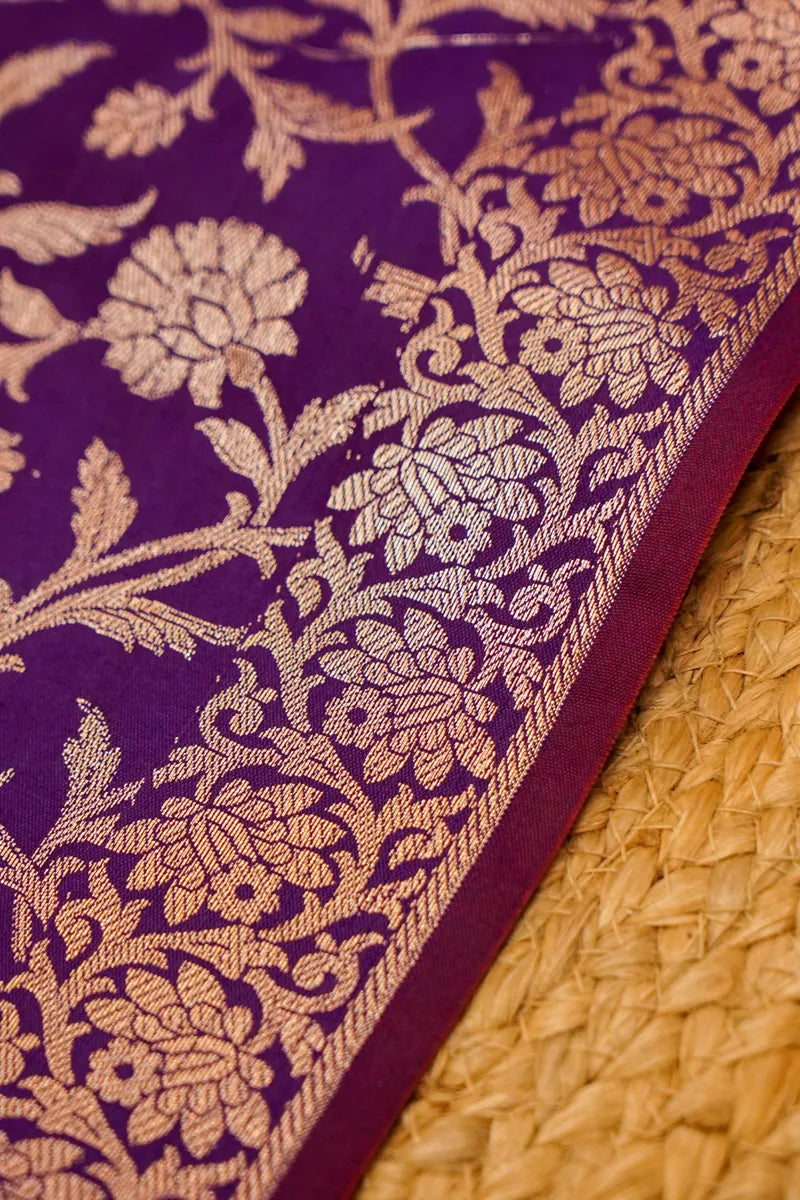 BANARASI SILK VOILET COLOR UNSTITCHED SUIT MATERIAL