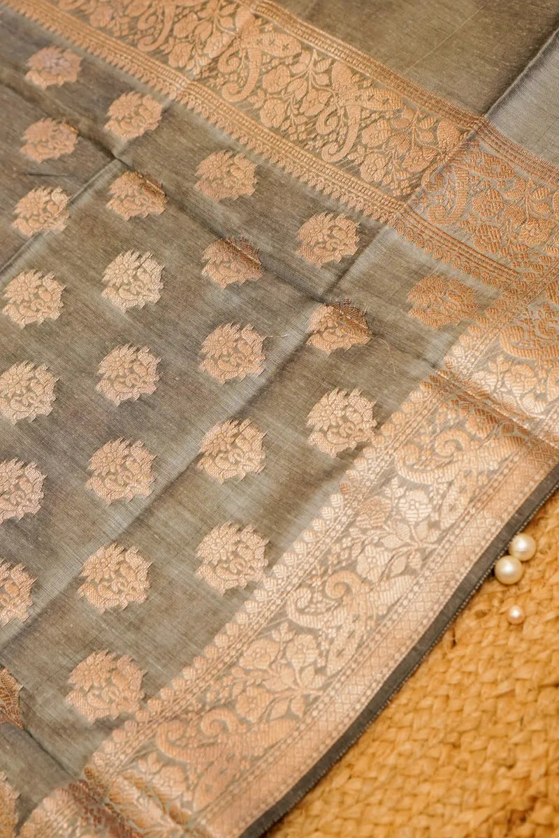 COTTON SILK GREY COLOR UNSTITCHED SUIT MATERIAL