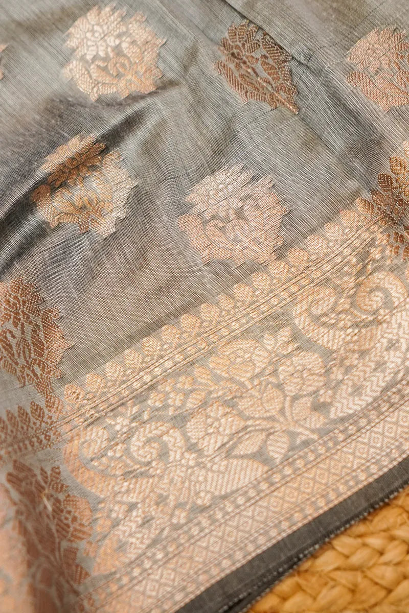 COTTON SILK GREY COLOR UNSTITCHED SUIT MATERIAL