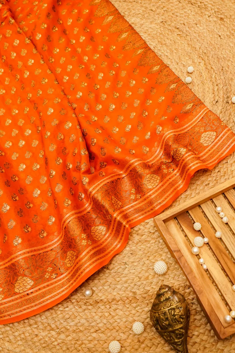 ORANGE COLOR KHADDI SILK SAREE
