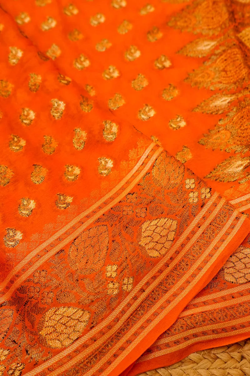 ORANGE COLOR KHADDI SILK SAREE