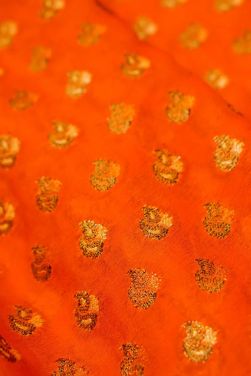 ORANGE COLOR KHADDI SILK SAREE