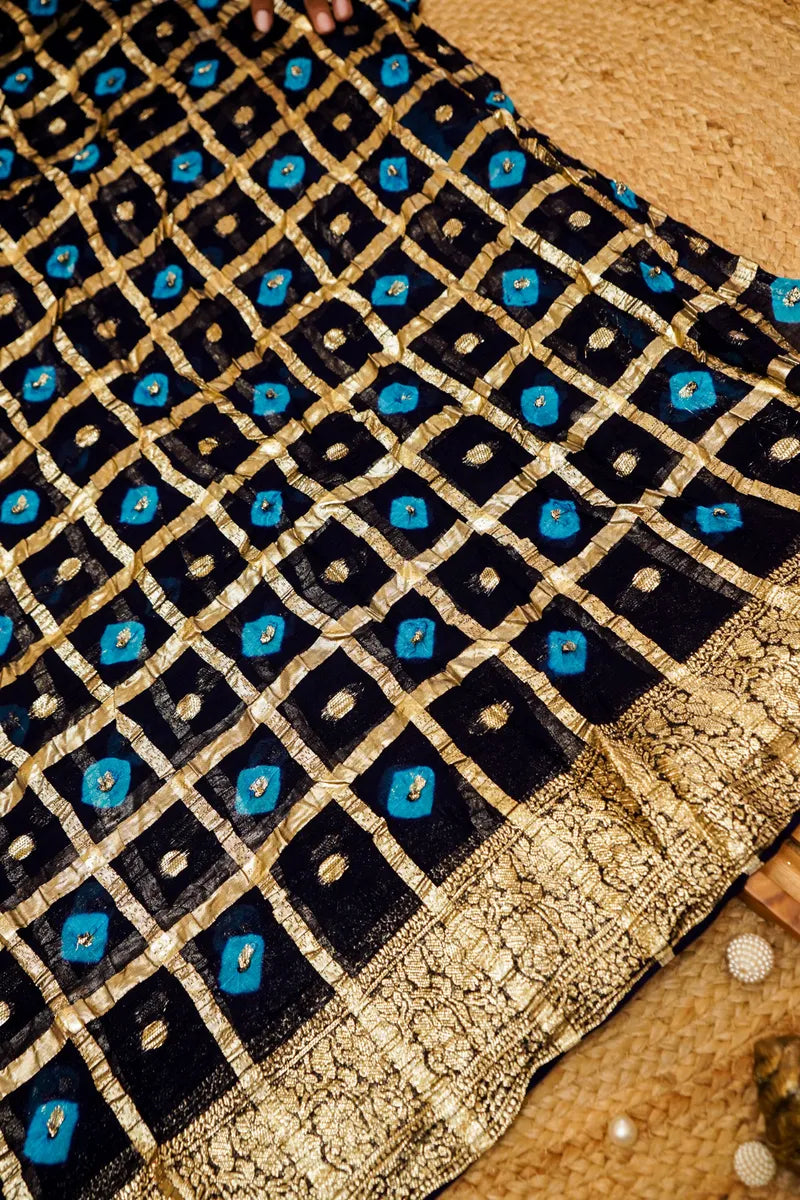 INDIGO BLUE COLOR GEORGETTE SILK SAREE