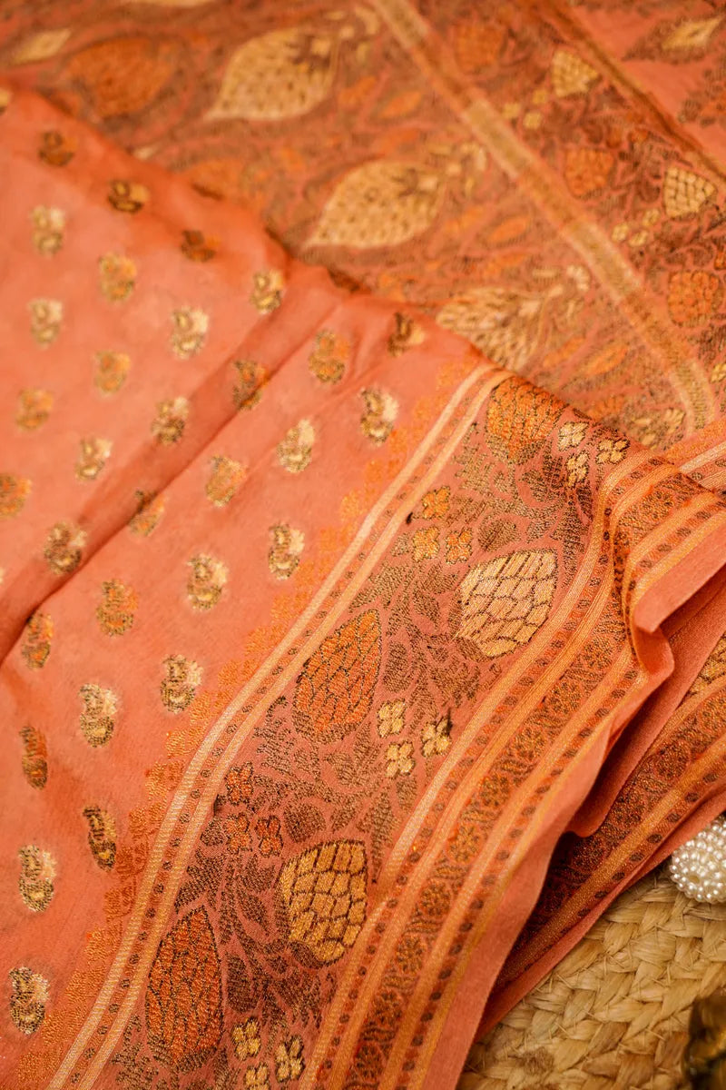 RUST COLOR KHADDI GEORGETTE SAREE